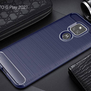 Luxury Carbon Fiber Case For Moto E7 With Screen Protector - Libiyi