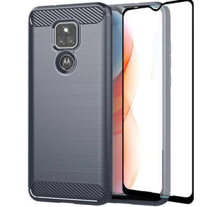 Luxury Carbon Fiber Case For Moto G Play 2021 With Screen Protector - Libiyi