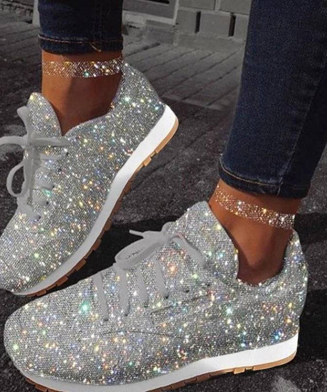 Libiyi Women Sparkle Lace-up Sneakers - Libiyi