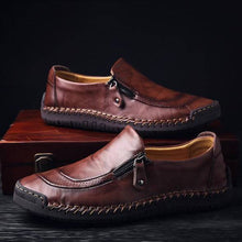 Load image into Gallery viewer, Libiyi Men Hand Stitching Zipper Slip-ons Leather Shoes - Libiyi
