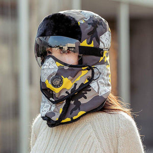 Unisex Winter Warm Hat with Windproof Facemask and Windproof Glasses - Libiyi