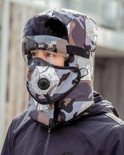 Unisex Winter Warm Hat with Windproof Facemask and Windproof Glasses - Libiyi