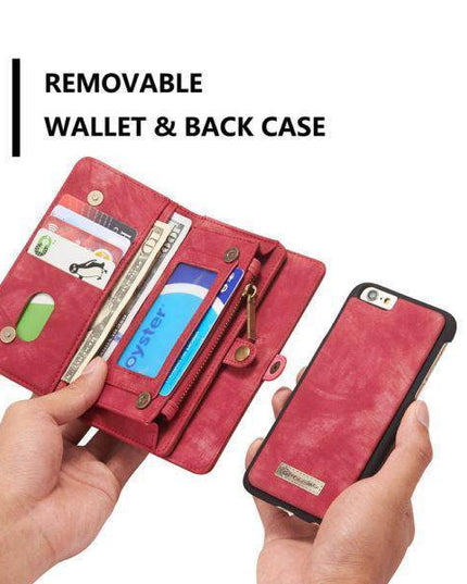 Zipper Wallet Magnetic Case Detachable 2 in 1 Cover For iPhone - Libiyi