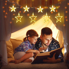 Laden Sie das Bild in den Galerie-Viewer, LED Star Curtain Lights 12 Stars 8 Modes Christmas String Lights - Libiyi
