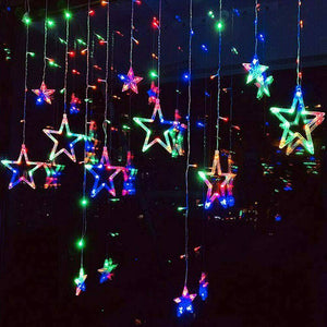 LED Star Curtain Lights 12 Stars 8 Modes Christmas String Lights - Libiyi