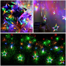 Laden Sie das Bild in den Galerie-Viewer, LED Star Curtain Lights 12 Stars 8 Modes Christmas String Lights - Libiyi