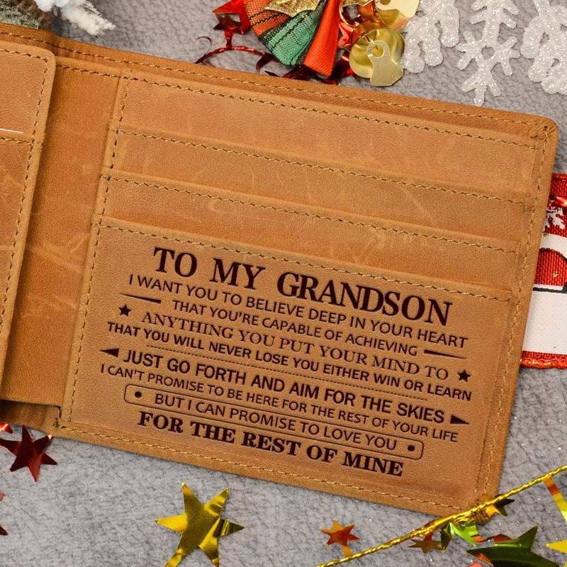 To My GrandSon - Premium Cow Leather Card Wallet - Libiyi